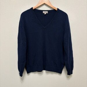 J. Crew Navy V-Neck Cashmere Sweater
